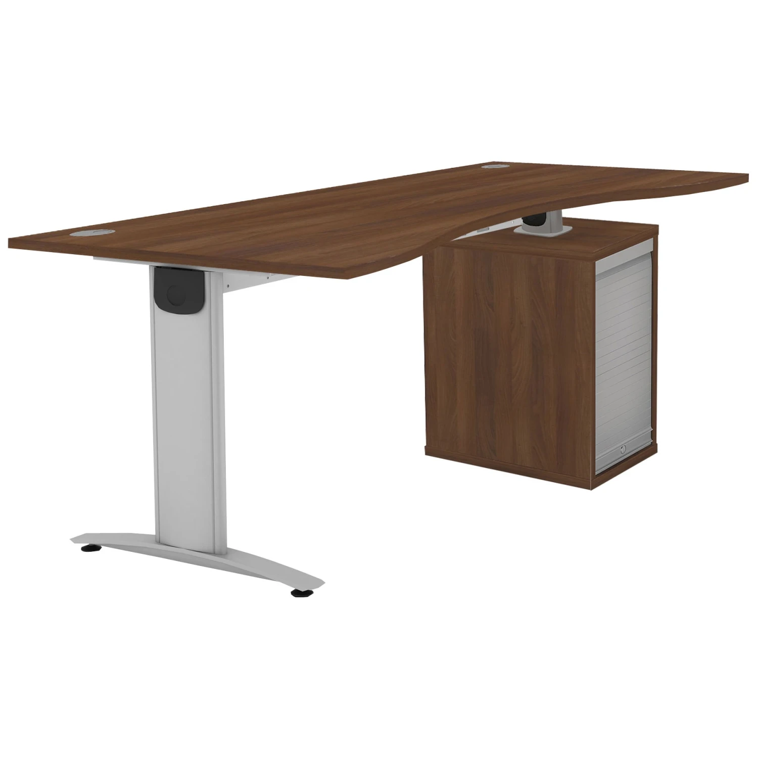 Protocol IBeam Double Wave Desk With Tambour Pedestal