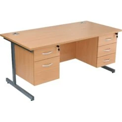 NEXT DAY Karbon K1 Rectangular Cantilever Office Desks With Double Fixed Pedestals