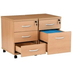 NEXT DAY Karbon Mobile Under Desk Wooden Pedestals