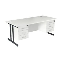 NEXT DAY Karbon K3 Rectangular Deluxe Cantilever Desk With Double Fixed Pedestals