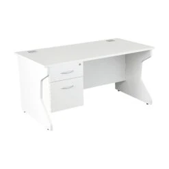 NEXT DAY Karbon K4 Rectangular Panel End Desk With Single Fixed Pedestal