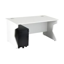NEXT DAY Karbon K4 Rectangular Panel End Desk With 3 Drawer Slimline Mobile Metal Pedestal