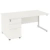 Next Day Vogue White Rectangular Cantilever Desks With Desk High Pedestal