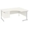 Next Day Vogue White Ergonomic Cantilever Desks With Single Fixed Pedestal