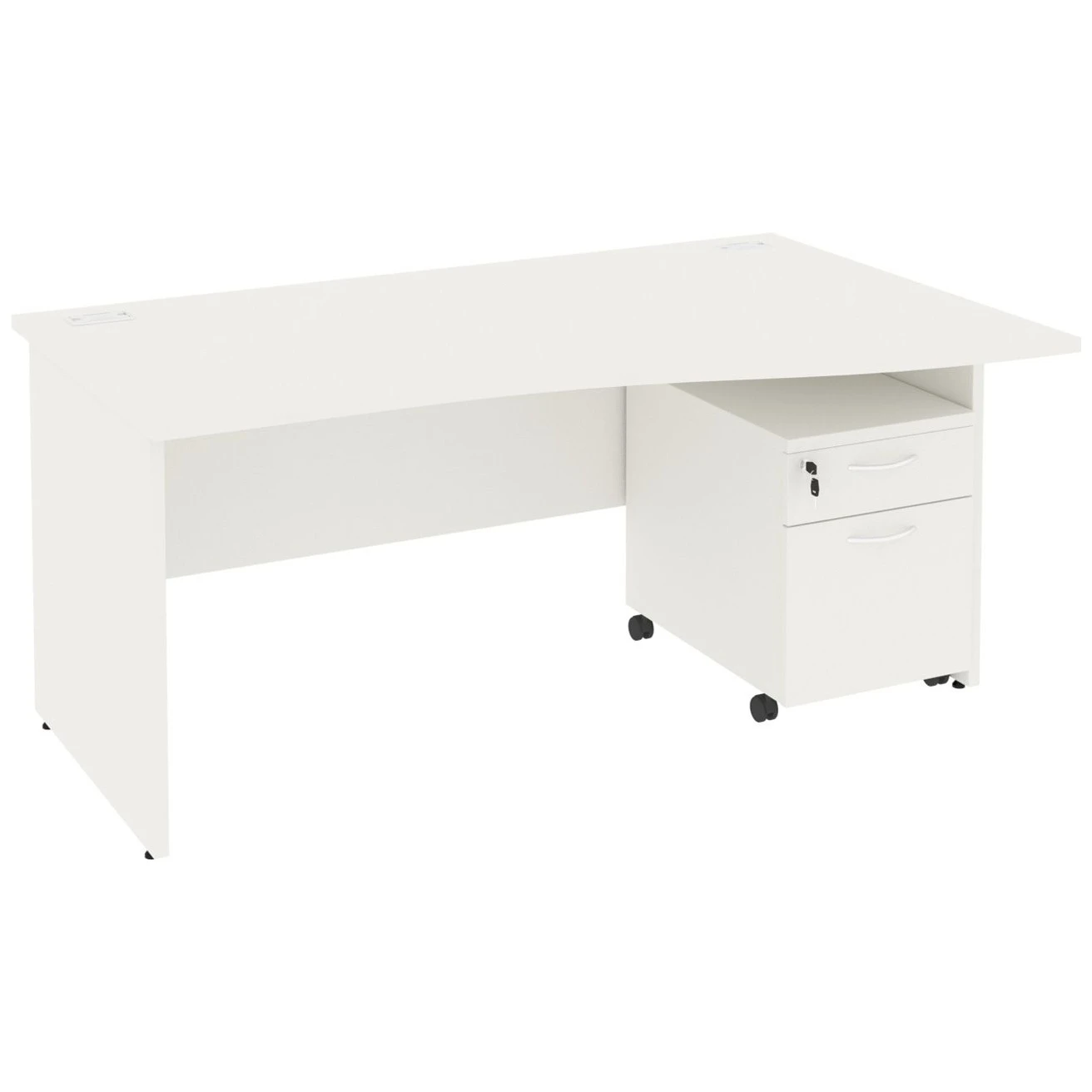 Next Day Vogue White Wave Panel End Desks With Mobile Pedestal