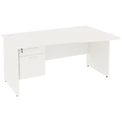 Next Day Vogue White Wave Panel End Desks With Single Fixed Pedestal