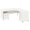 Next Day Vogue White Ergonomic Panel End Desks With Desk High & Mobile Pedestal