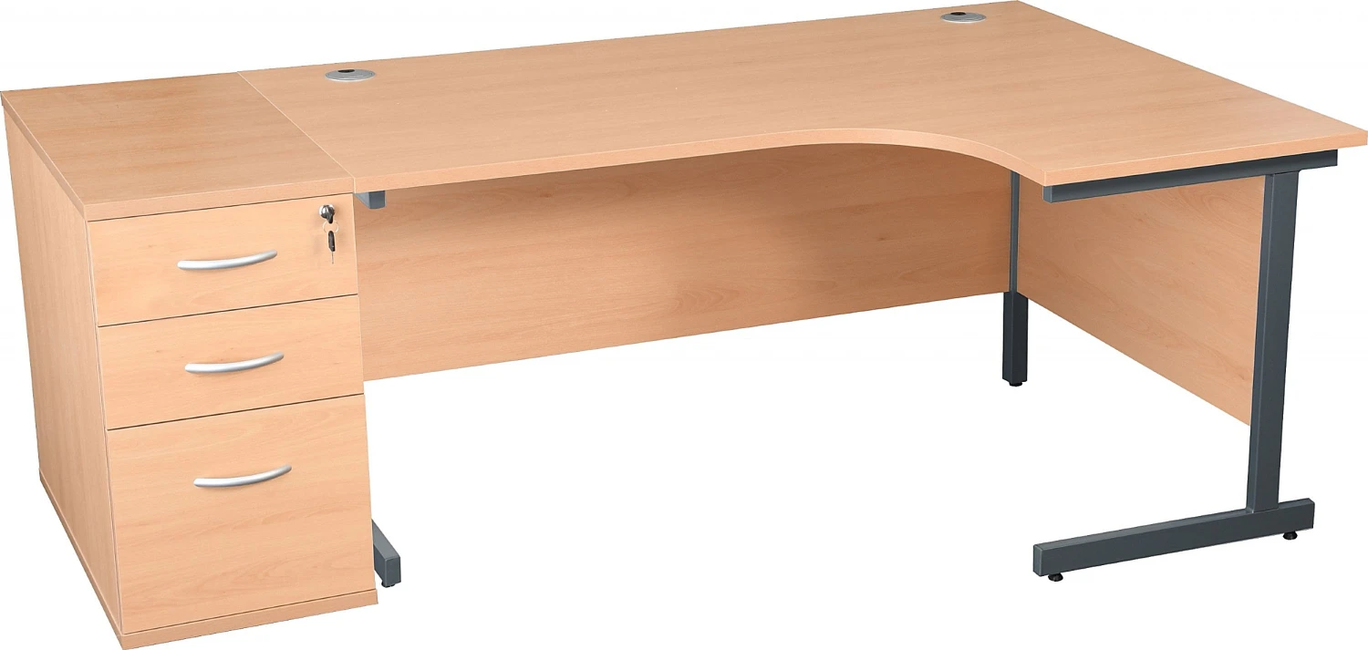 Karbon K1 Ergonomic Cantilever Office Desks With 800D Desk End Pedestal