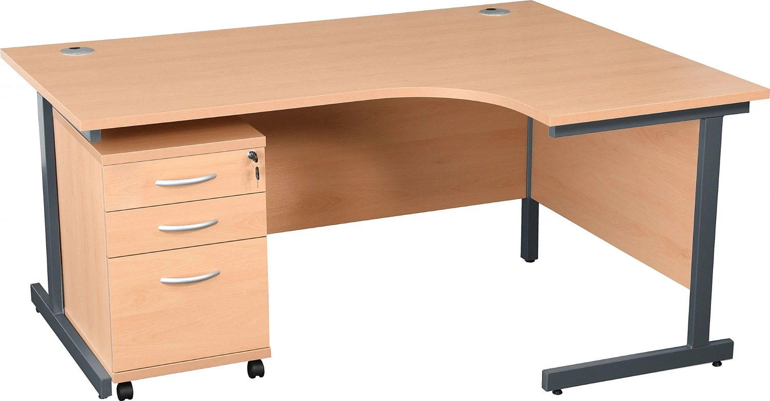 Karbon K1 Ergonomic Cantilever Office Desks With Tall Under Desk Pedestal