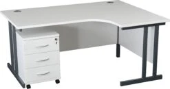 Karbon K3 Ergonomic Deluxe Cantilever Desk With Low Mobile Pedestal