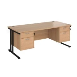 Stellar Rectangular Desks With Double Fixed Pedestal